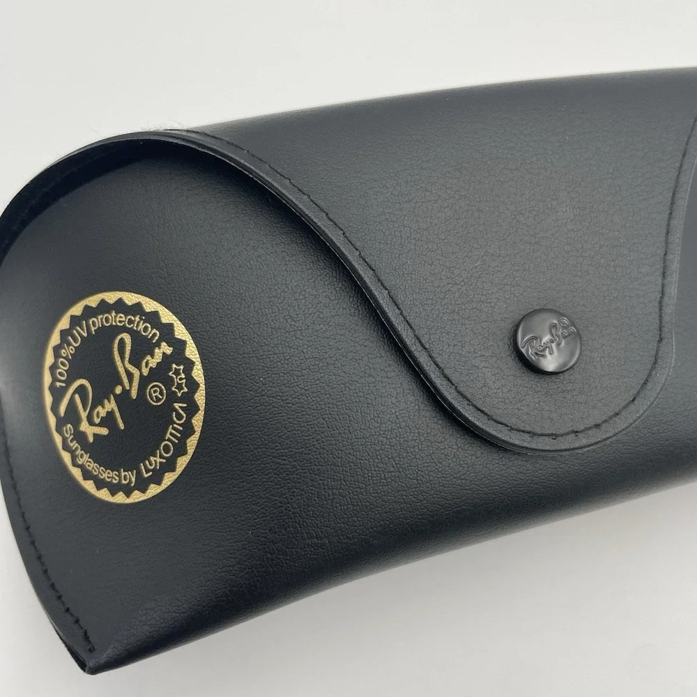Ray Ban Black Faux Leather Sunglasses Eyeglass Glasses Case & Cleaning Rag Cloth